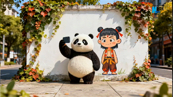 AI视频｜哪吒和熊猫成都街头竞速，原来是为了这场大会